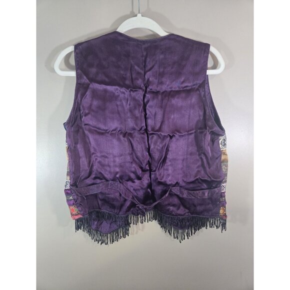 Vintage Jou Jou Colorful Patterned Vest, Tassels, Size M Hippie Boho Patchwork - Picture 5 of 7